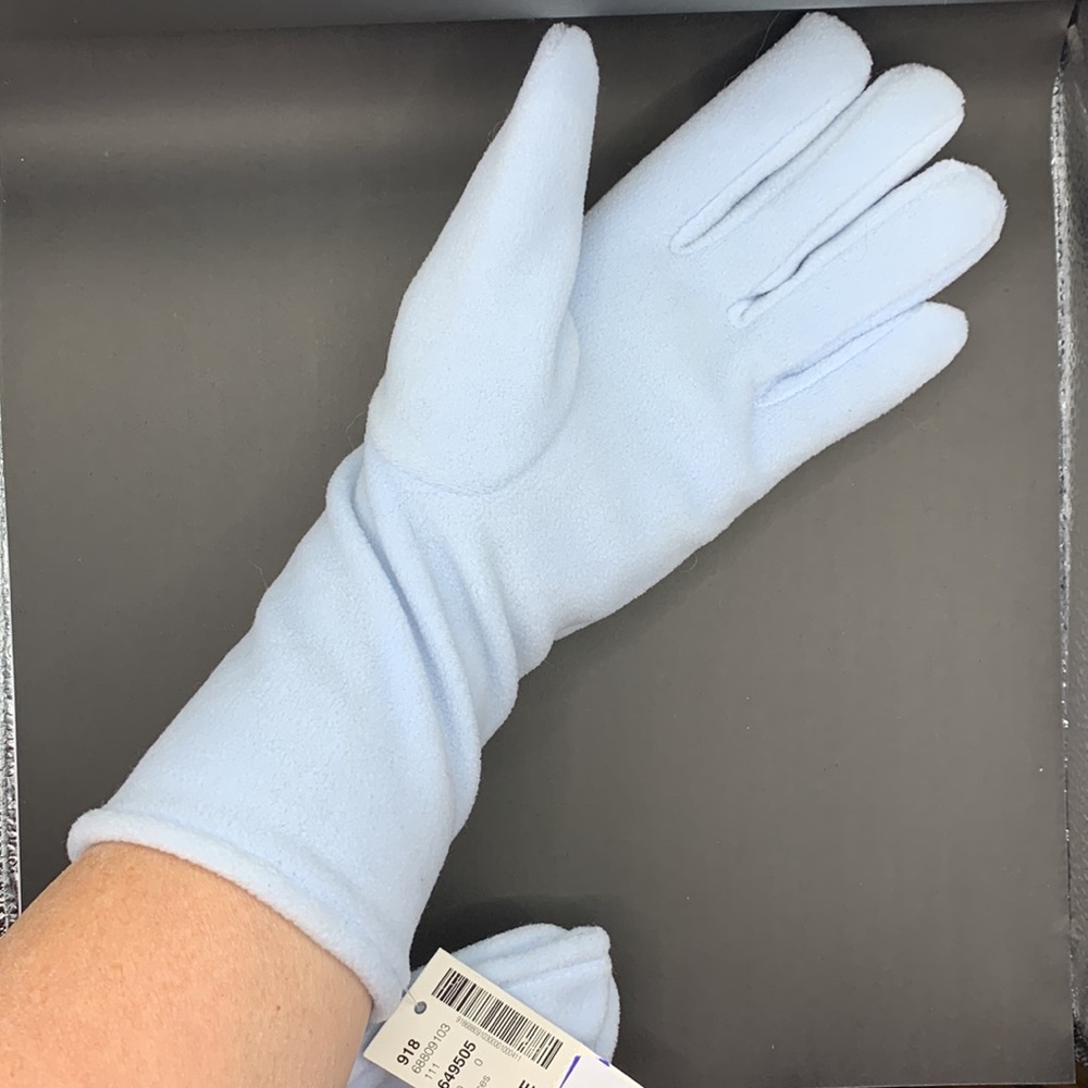 Long blue gloves